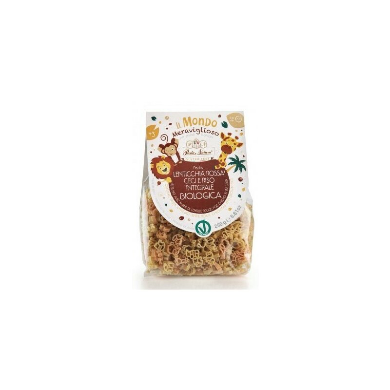 Paste savana cu faina de linte rosie, naut si orez brun bio 250g Pasta Natura