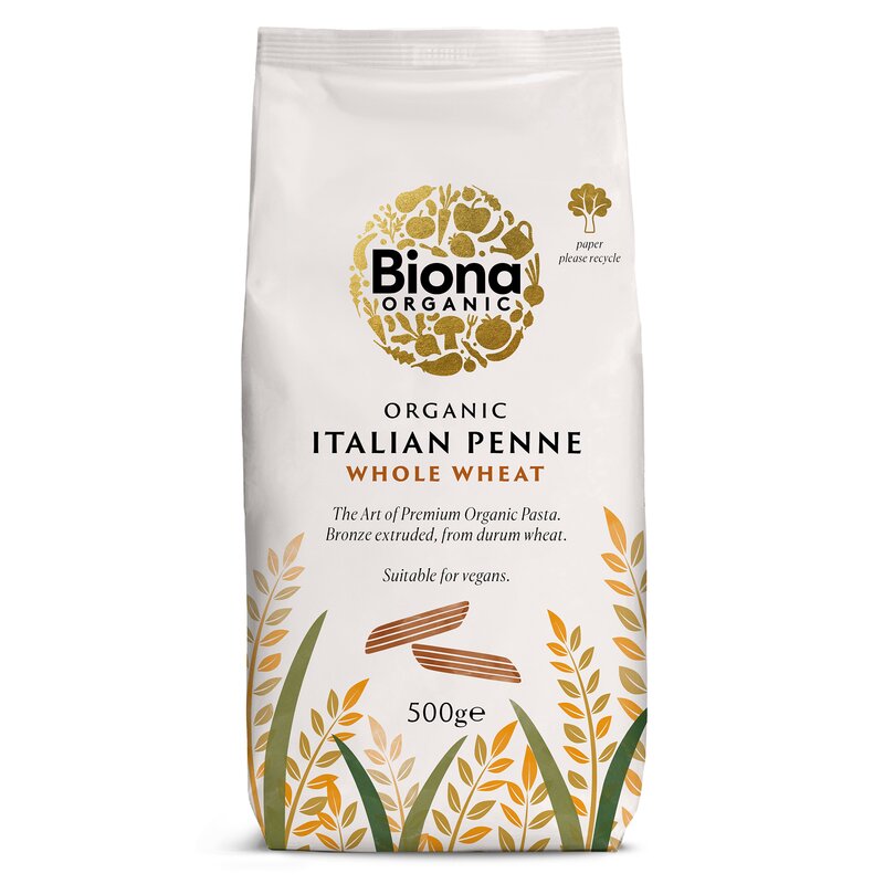 Penne din grau integral eco, 500g, Biona