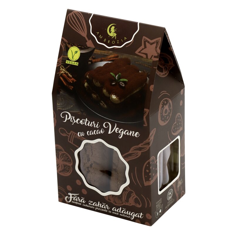 Piscoturi vegane cu cacao, 130g, Ambrozia