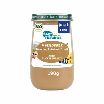 Piure de banana si mere cu gris, bio, 190g, Erdbar PRET REDUS