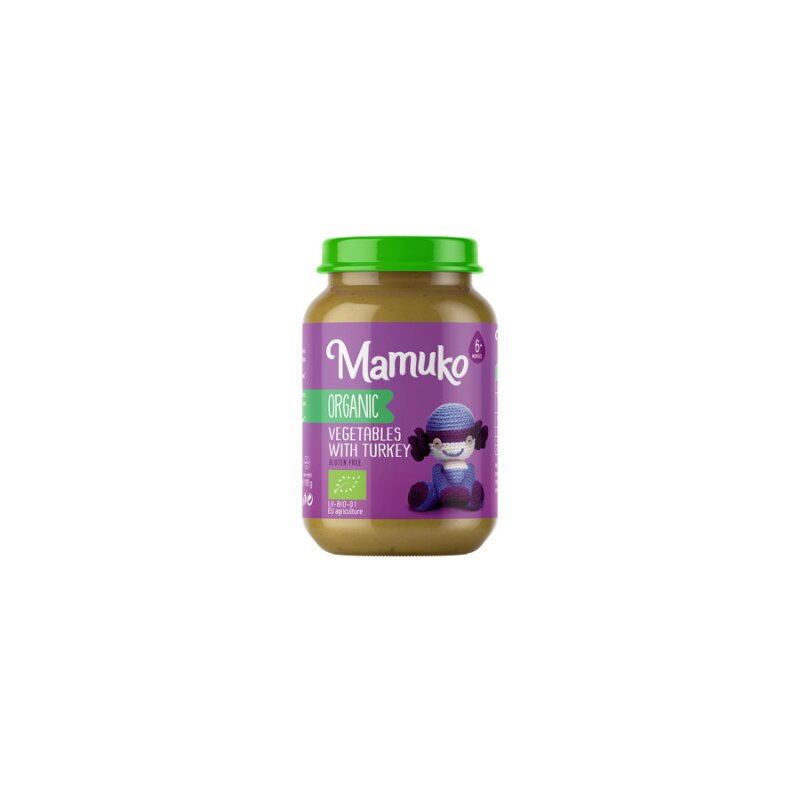 Piure de legume cu curcan, bio, 190g, Mamuko