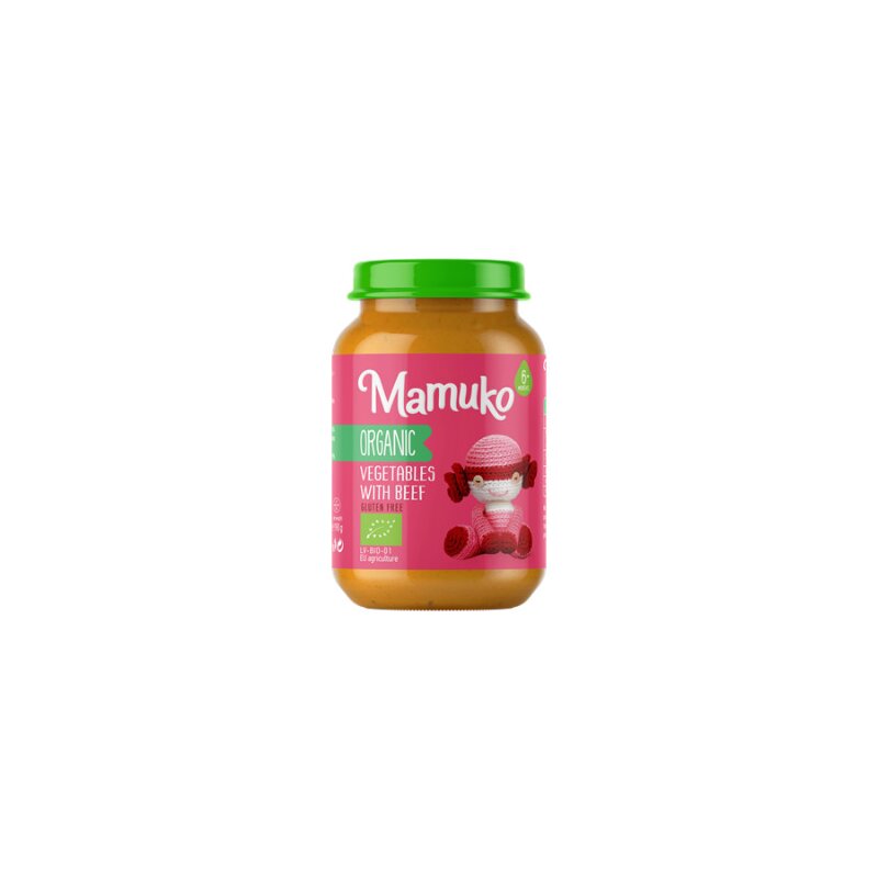 Piure de legume cu vita, bio, 190g, Mamuko