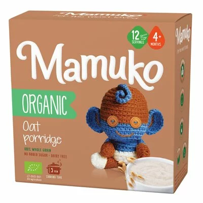 Porridge din ovaz bio, 4+ luni, 200g Mamuko PRET REDUS