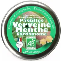 Bomboane artizanale cu verbina, menta si cardamon bio 45g Aromandise