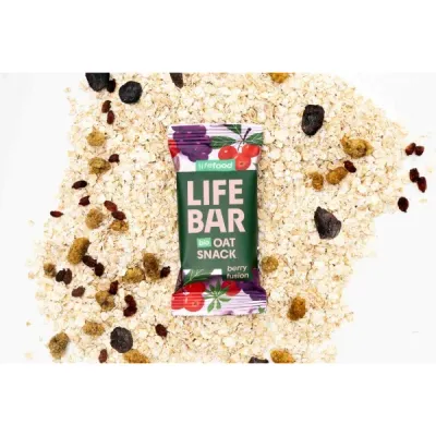 Baton de ovaz cu fructe de padure, bio, 40g, Lifebar