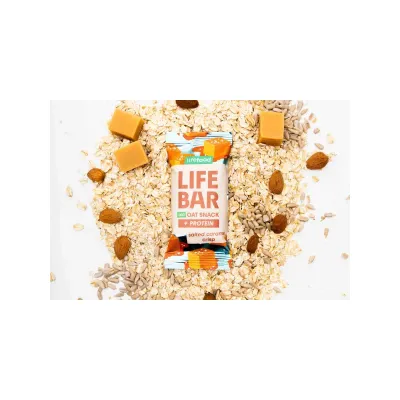 Baton proteic de ovaz cu caramel sarat, bio, 40g, Lifebar