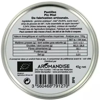 Bomboane artizanale cu pin si miere bio, 45g, Aromandise