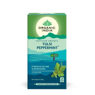 Ceai Tulsi Menta, Amestec Adaptogen Reimprospatant, bio, 25 plicuri, Organic India