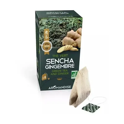 Ceai verde sencha cu ghimbir bio 18dz x 2g 36g Aromandise