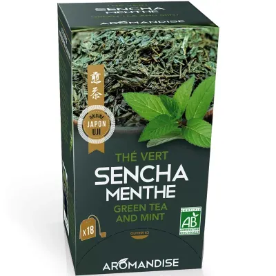 Ceai verde sencha cu menta bio 18dz x 2g 36g Aromandise