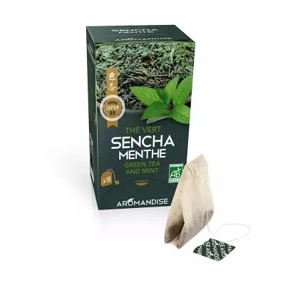 Ceai verde sencha cu menta bio 18dz x 2g 36g Aromandise