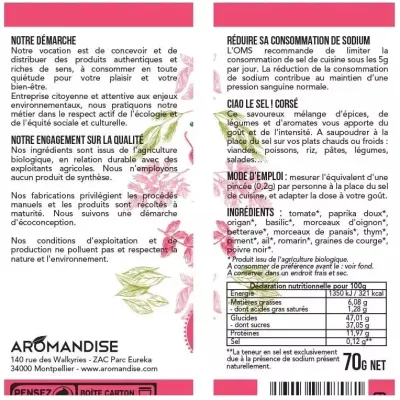 Inlocuitor de sare grunjoasa bio 70g Aromandise