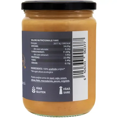 Crema de arahide crunchy bio 500g Obio