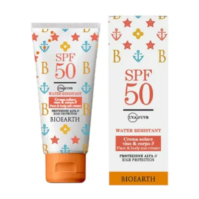 Crema solara SPF 50, fata si corp, rezistenta la apa, 100ml, Bioearth