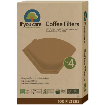Filtre de cafea nealbite (fara clor) compostabile marimea 4 100buc If You Care