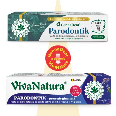 Pasta de dinti 100 % naturala cu argila, zeolit si oregano, fara fluor, 80 ml , PARODONTIK, Leonard Radutz formula, VivaNatura