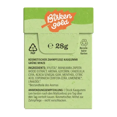 Guma de mestecat cu aroma usoara de menta indulcita cu xylitol 20 drajeuri 28g Birkengold