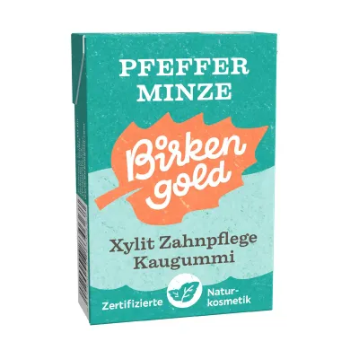 Guma de mestecat cu menta indulcita cu xylitol 20 drajeuri 28g Birkengold