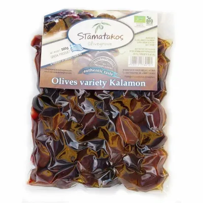 Masline kalamata, vidate, bio, 500g, Stamatakos Olivegrove