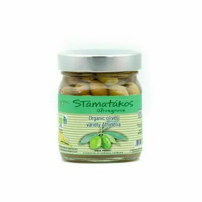Masline verzi Athinolia cu cimbru si lamaie, bio, 290g, Stamatakos Olivegrove PRET REDUS