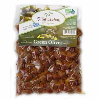 Masline verzi vidate bio 500g Stamatakos Olivegrove