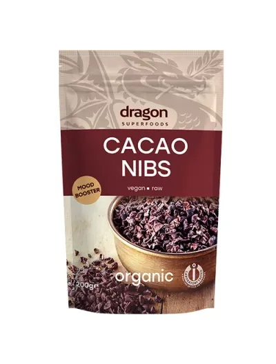 Miez din boabe de cacao criollo bio 200g Dragon Superfoods