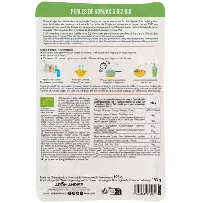 Perle konjac bio 195g, Aromandise