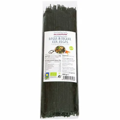 Spaghetti integrale din grau dur cu alge bio 250g Algamar