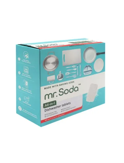 Tablete pentru masina de spalat vase cu bicarbonat de sodiu 30 bucati x 20g Mr. Soda