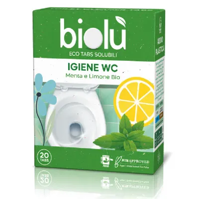Tablete pentru toaleta cu menta si lamaie, ecologice, 20 bucati, 47.5g, Biolu