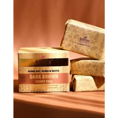 Vopsea henna Saten Inchis cu unt de shea si uleiuri, 3x80gr, Sattva Ayurveda
