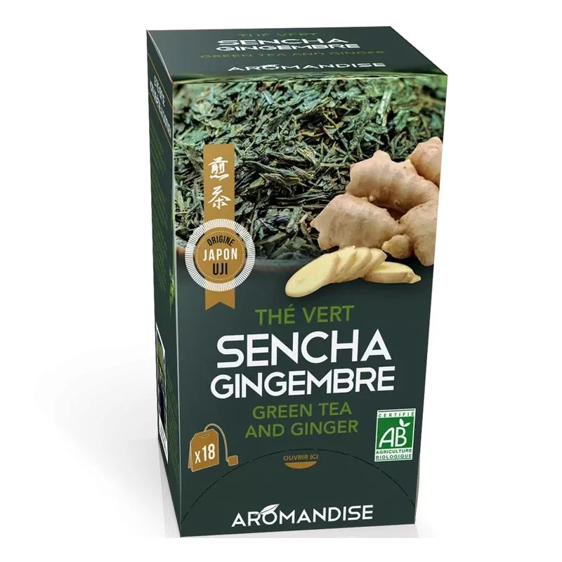 Ceai verde sencha cu ghimbir bio 18dz x 2g 36g Aromandise