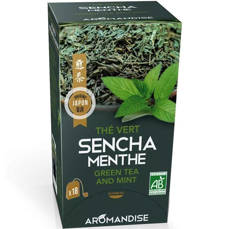 Ceai verde sencha cu menta bio 18dz x 2g 36g Aromandise
