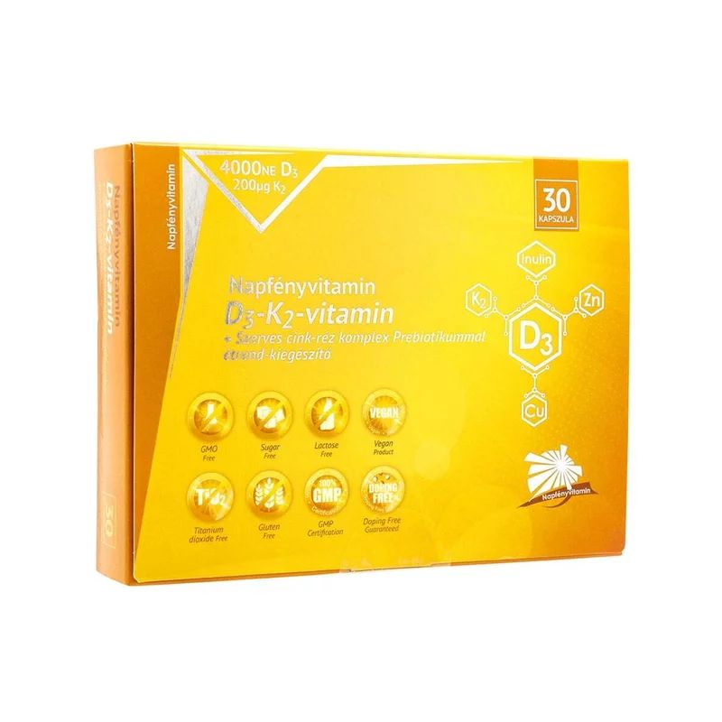 D3-K2 Complex + Zinc, Cupru si Prebiotice - 30 capsule - Napfenyvitamin