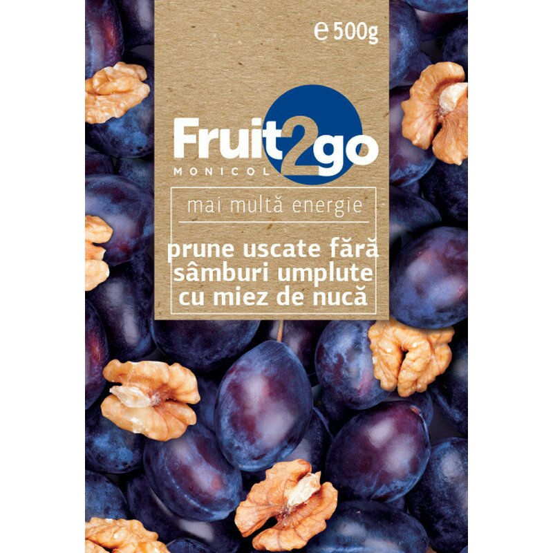 Prune umplute cu miez de nuca, 500g, Fruit2Go