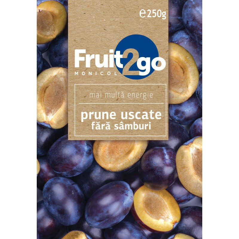 Prune uscate fara samburi, 250g, Fruit2Go