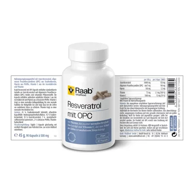 Resveratrol si OPC 500mg 90 capsule 45g Raab