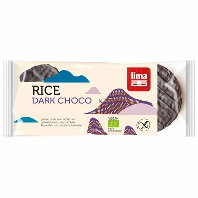 Rondele din orez expandat cu ciocolata neagra bio 100g Lima
