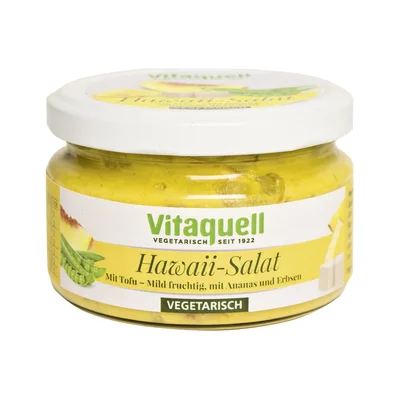 Salata hawaiiana cu tofu, ananas, piersici si mazare 200g Vitaquell