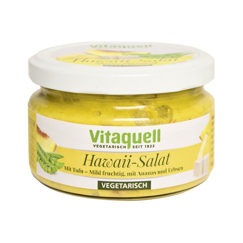 Salata hawaiiana cu tofu, ananas, piersici si mazare 200g Vitaquell