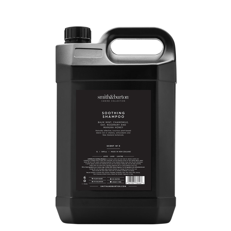 Sampon calmant BIO cu balsam de menta, musetel, ovaz, rozmarin si miere de manuka, 5l, Smith & Burton