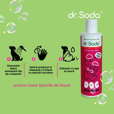 Sampon pentru caini cu bicarbonat de sodiu, 250ml, Dr.Soda