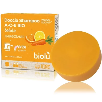 Sampon si gel de dus solid cu vitamina A, C, E ecologic 55g Biolu