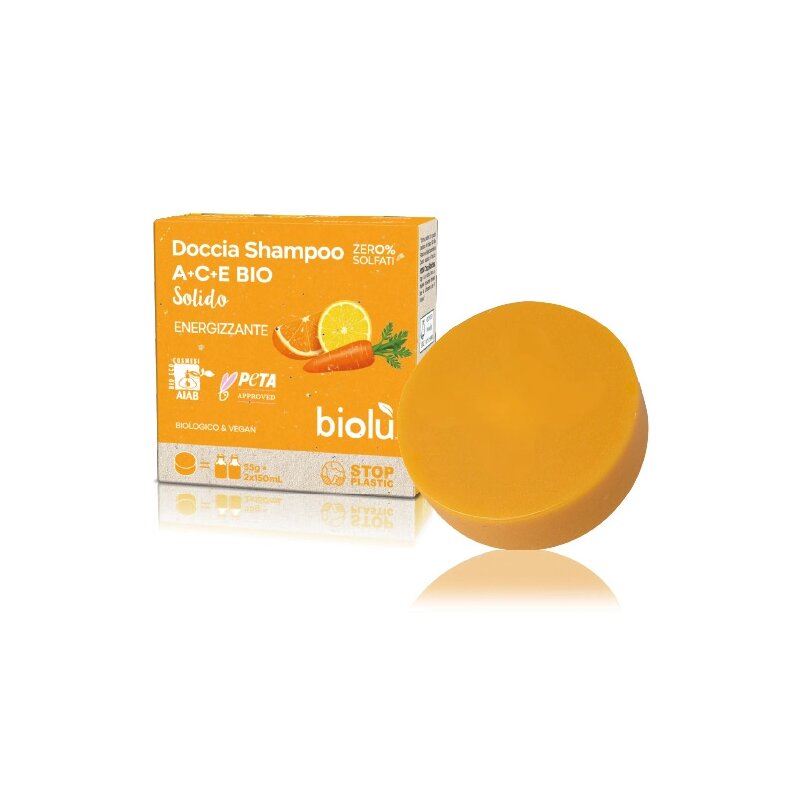 Sampon si gel de dus solid cu vitamina A, C, E ecologic 55g Biolu