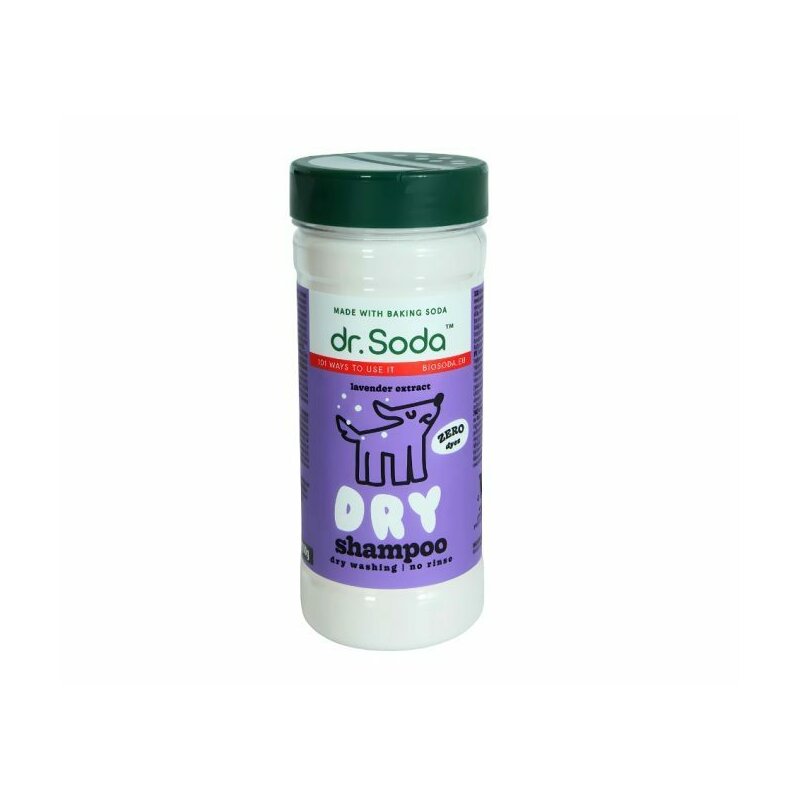 Sampon uscat pentru caini cu bicarbonat de sodiu si extract de lavanda, 350g, Dr.Soda