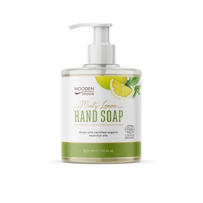 Sapun lichid pentru maini cu menta si lamaie, bio, 300ml, Wooden Spoon PRET REDUS