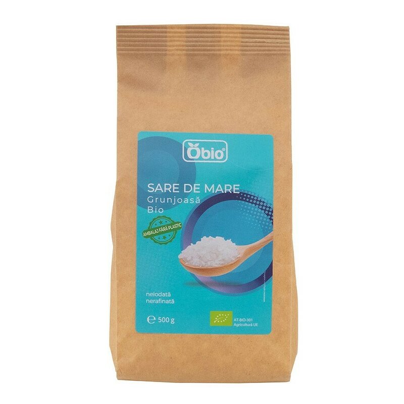 Sare de mare grunjoasa bio 500g Obio