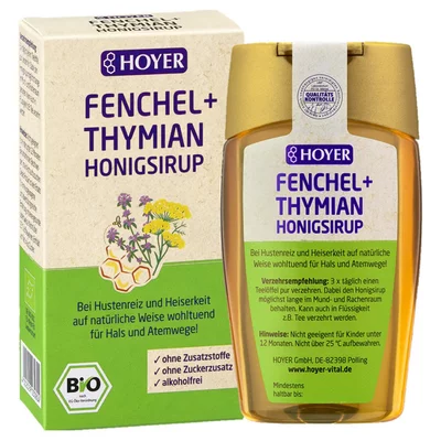 Sirop de miere cu fenicul si cimbru bio 250g Hoyer