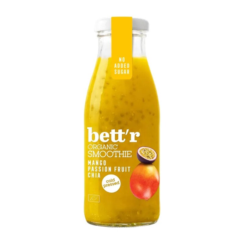 Smoothie cu mango, fructul pasiunii si chia, bio, 250ml, Bettr