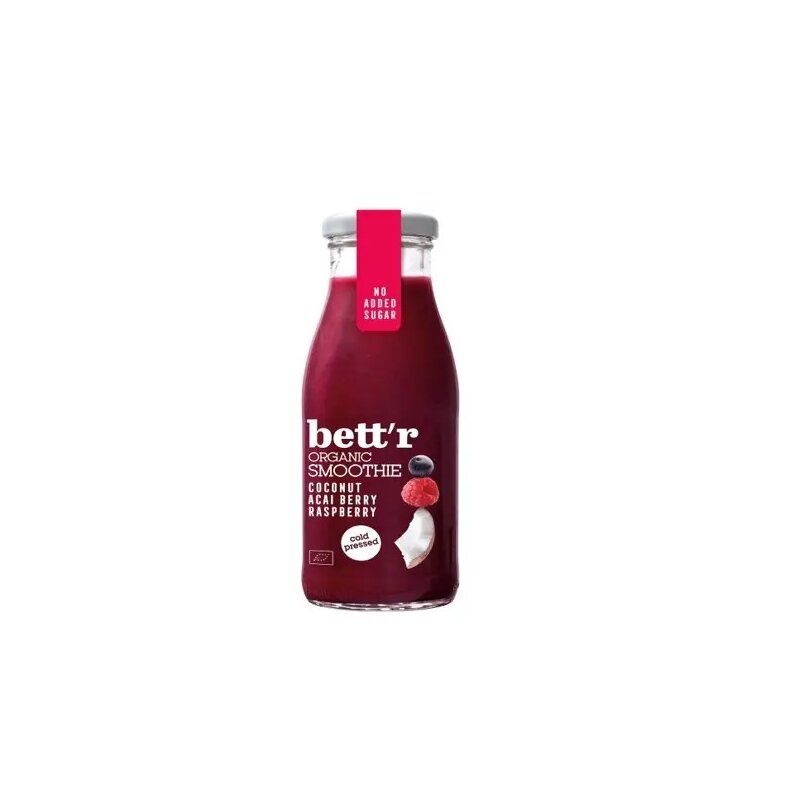 Smoothie cu zmeura, acai si cocos, bio, 250ml, Bettr